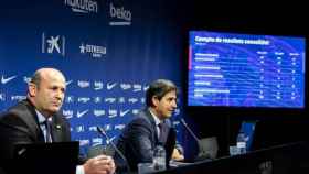 El CEO del Barcelona, Òscar Grau, y el vicepresidente Enric Tombas. Foto: Twitter (@FCBarcelona)