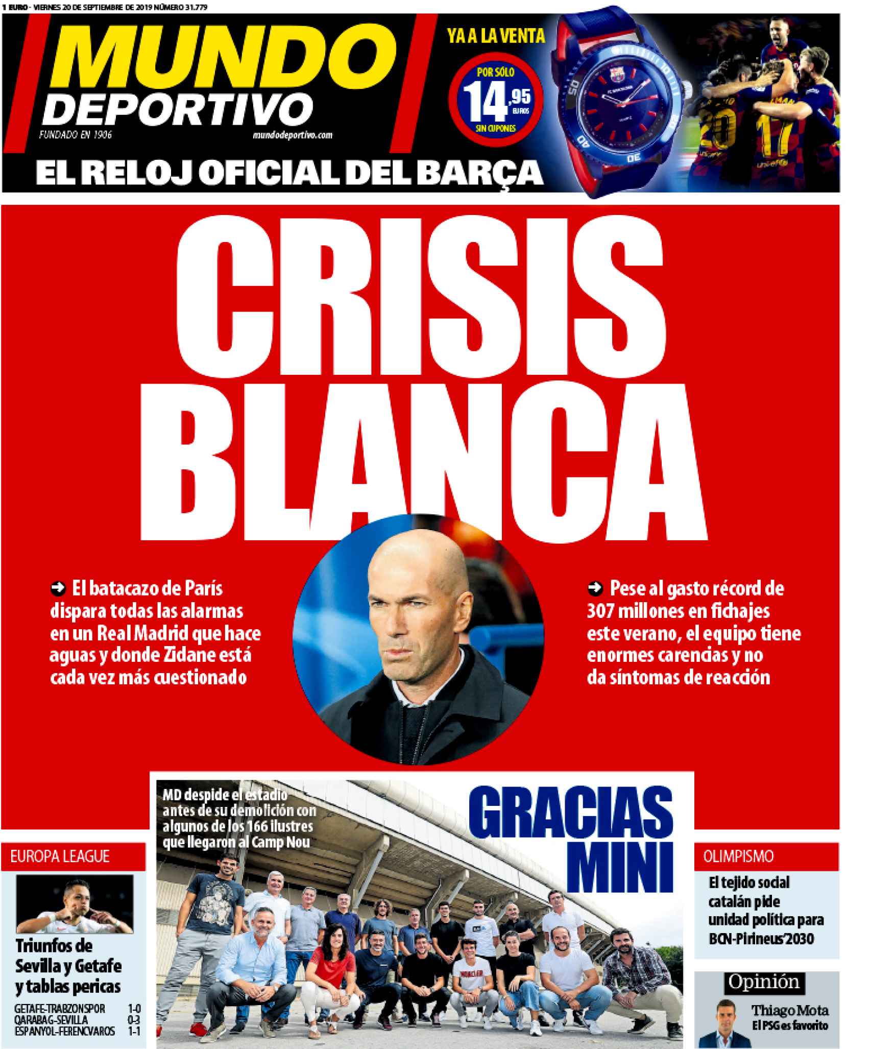 La portada del diario Mundo Deportivo (20/09/2019)