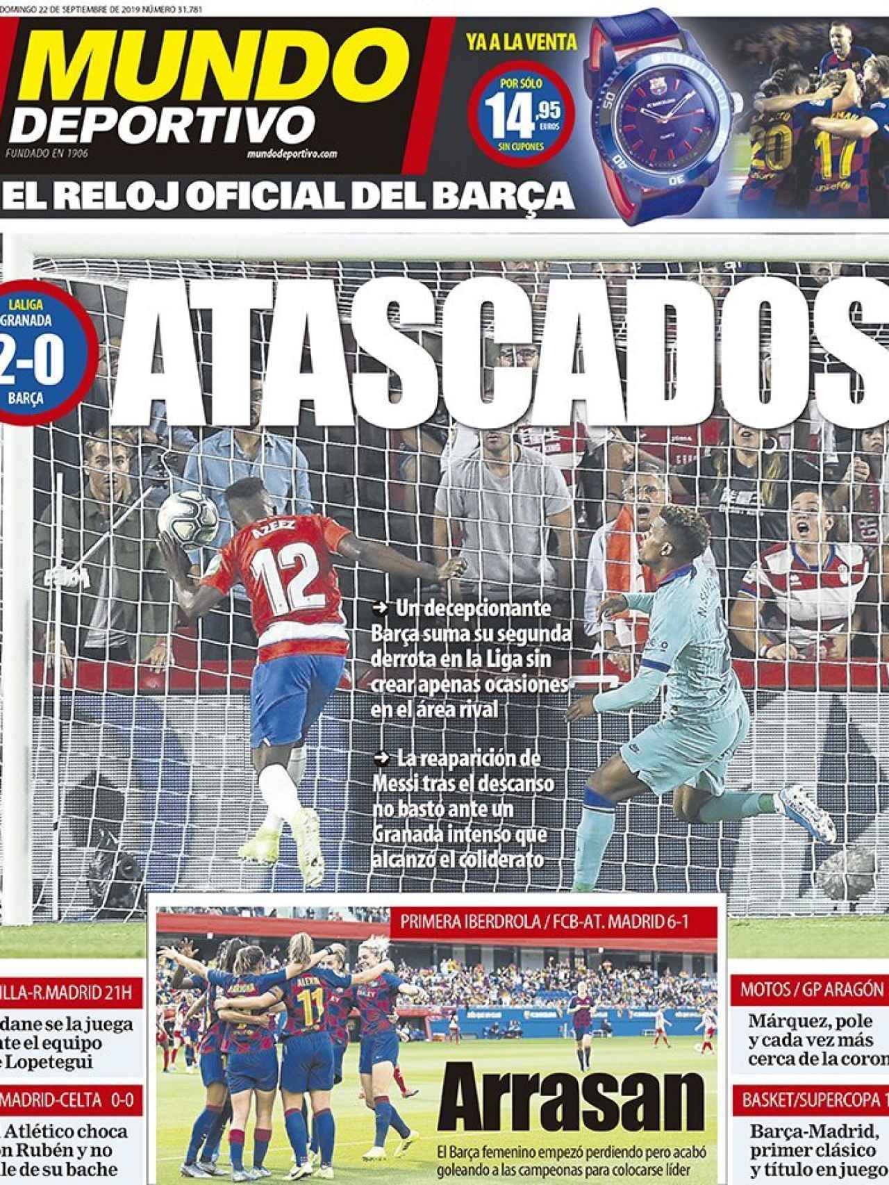 La portada del diario Mundo Deportivo (22/09/2019)