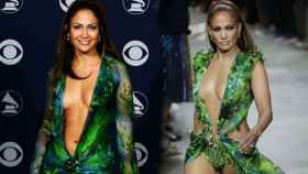 Jennifer Lopez y el 'jungle dress' en un montaje de Jaleos.