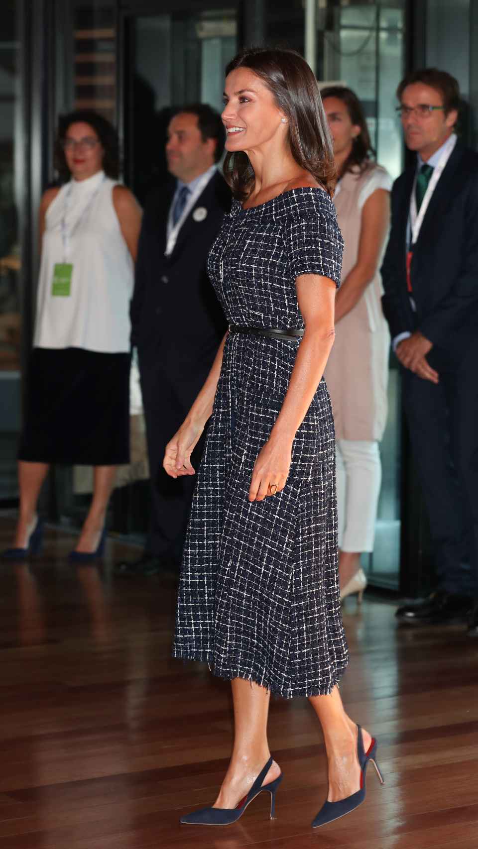 La Reina luciendo el vestido de Zara de 20 euros.