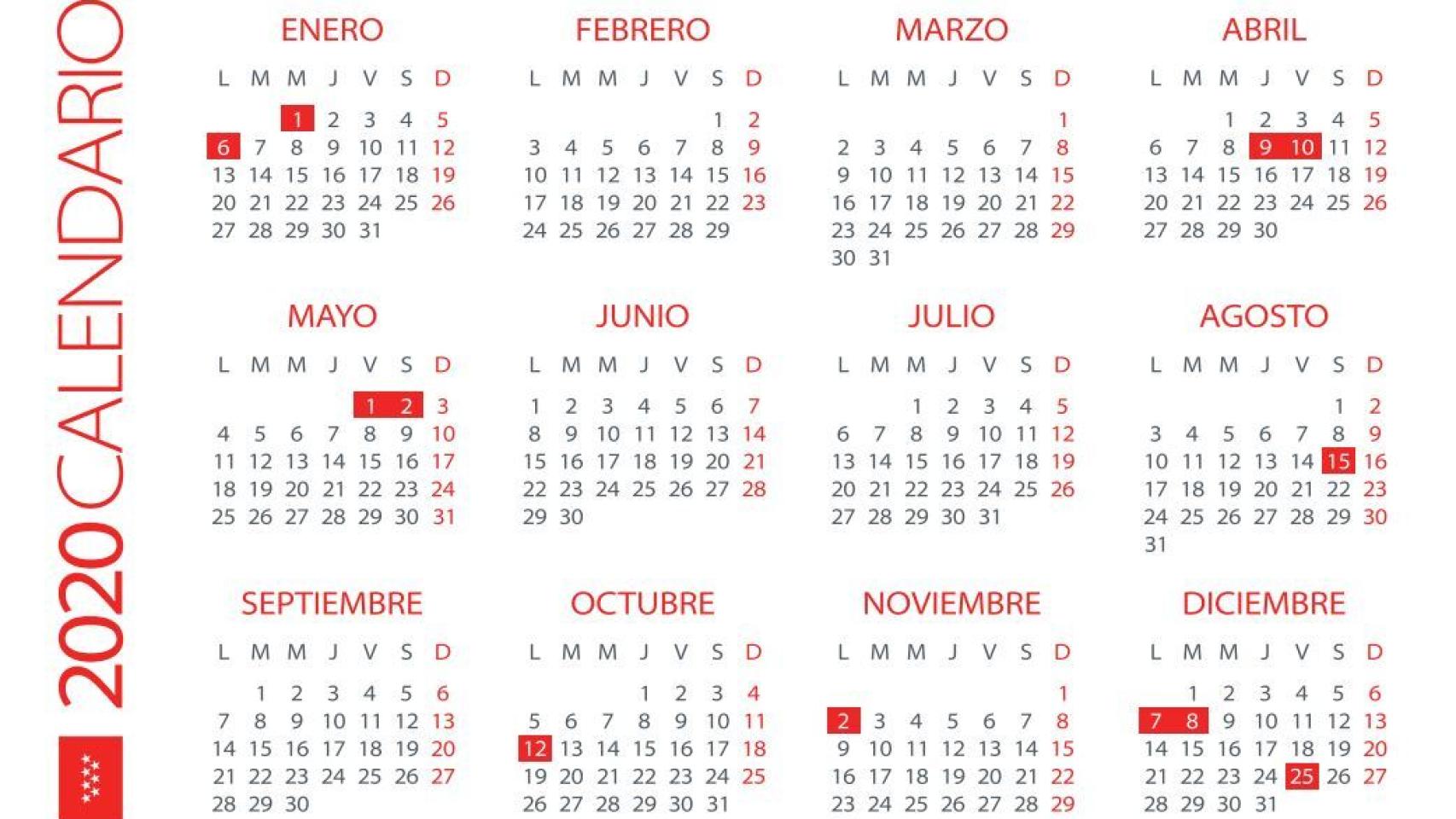 Calendario Con Dias Festivos 2020 Mexico