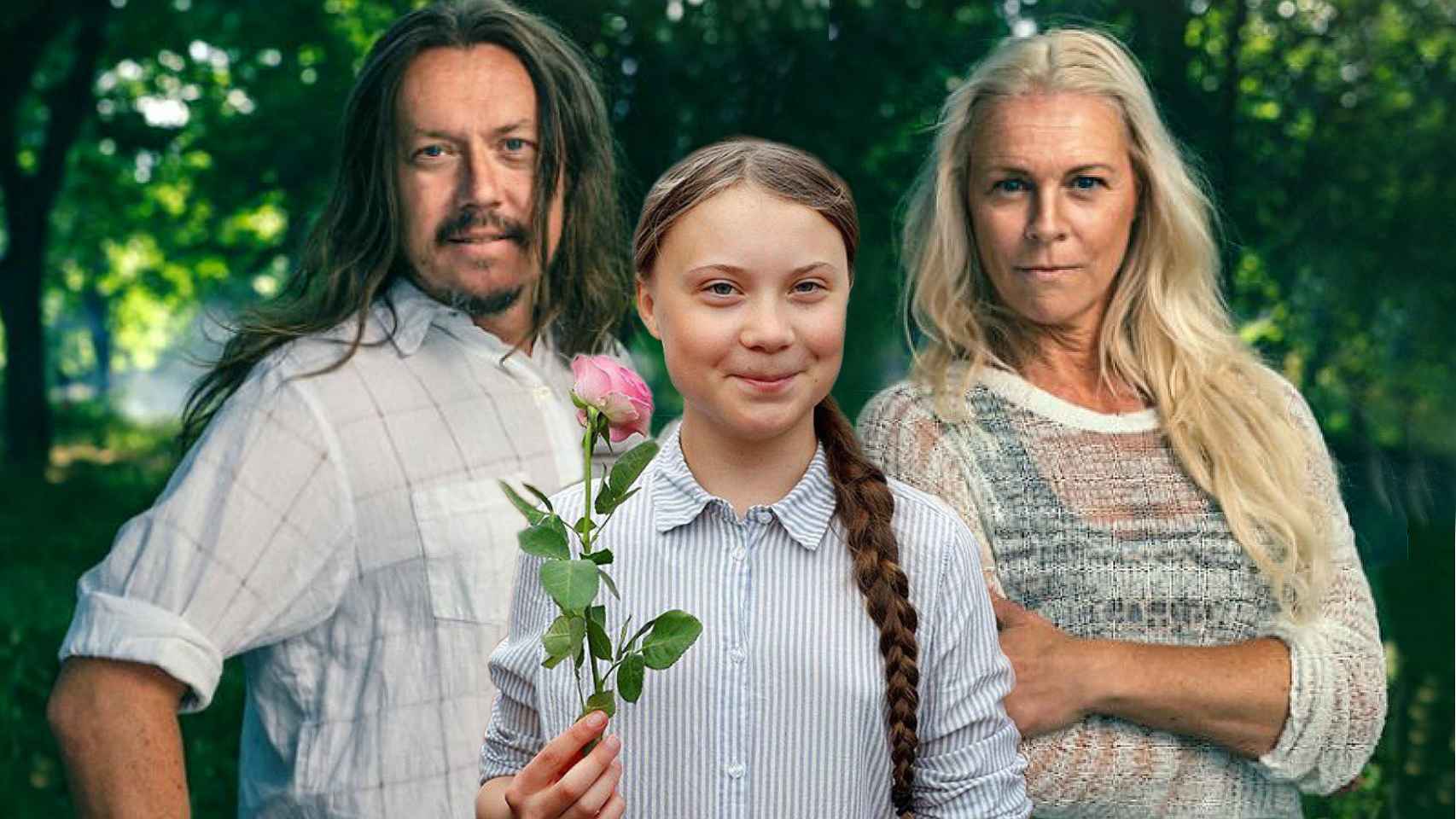 Greta Thunberg y sus padres.