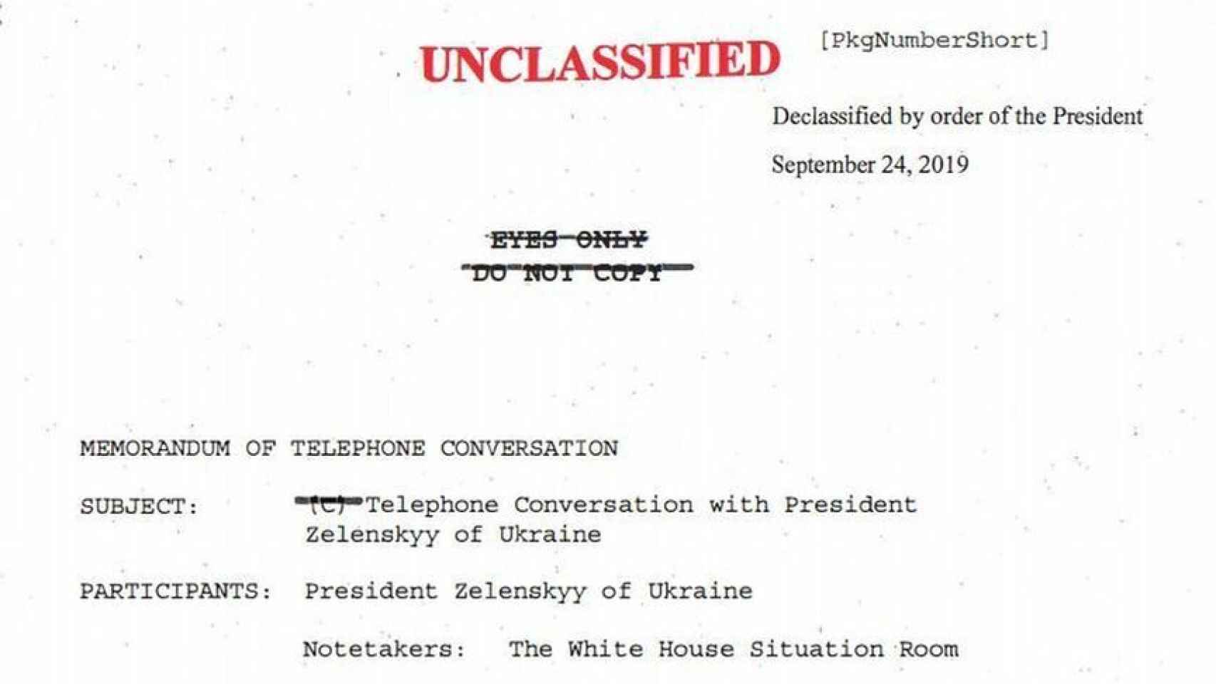 Imagen del documento desclasificado por la Casa Blanca.