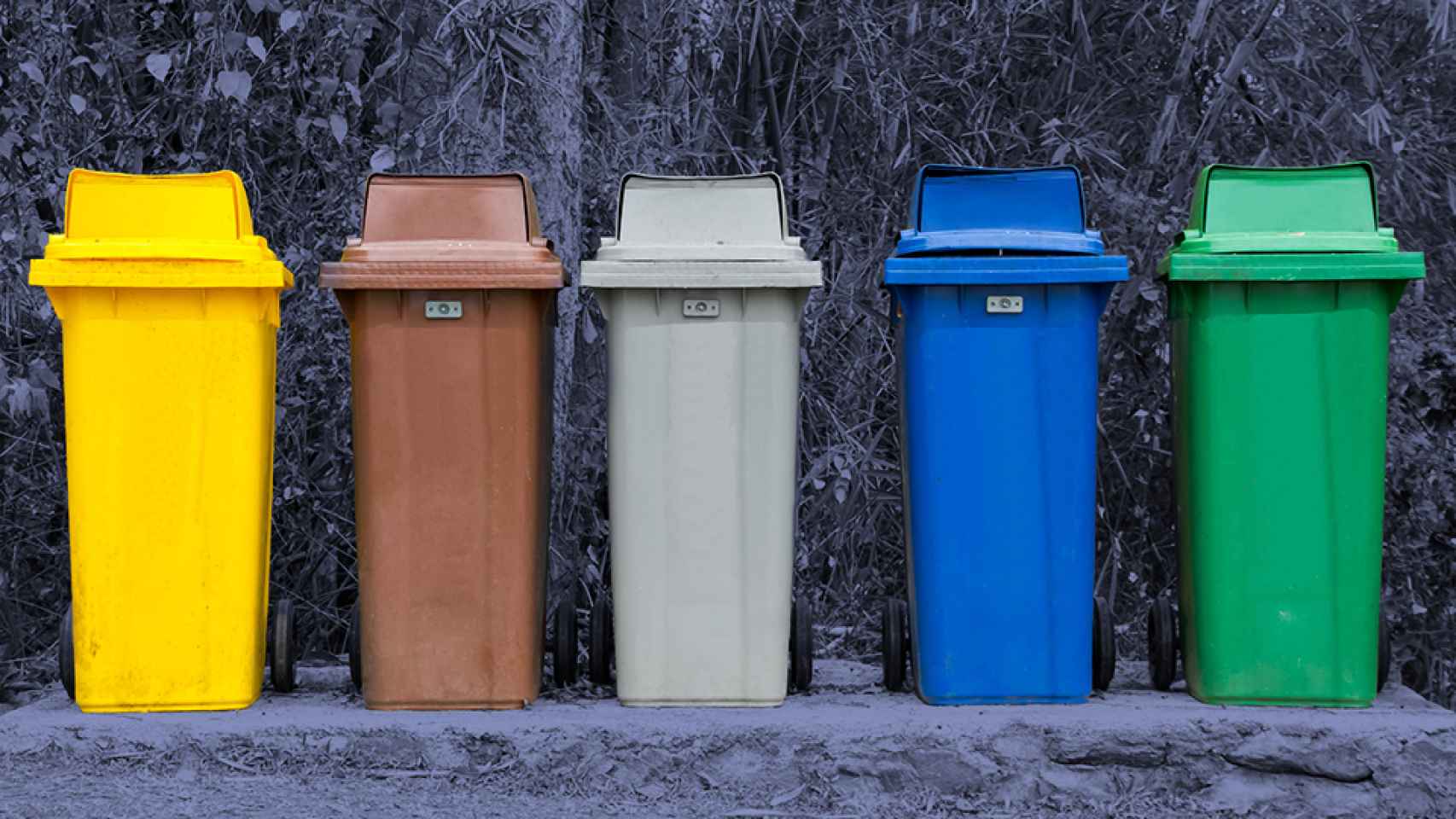Una foto de archivo de contenedores de reciclaje.