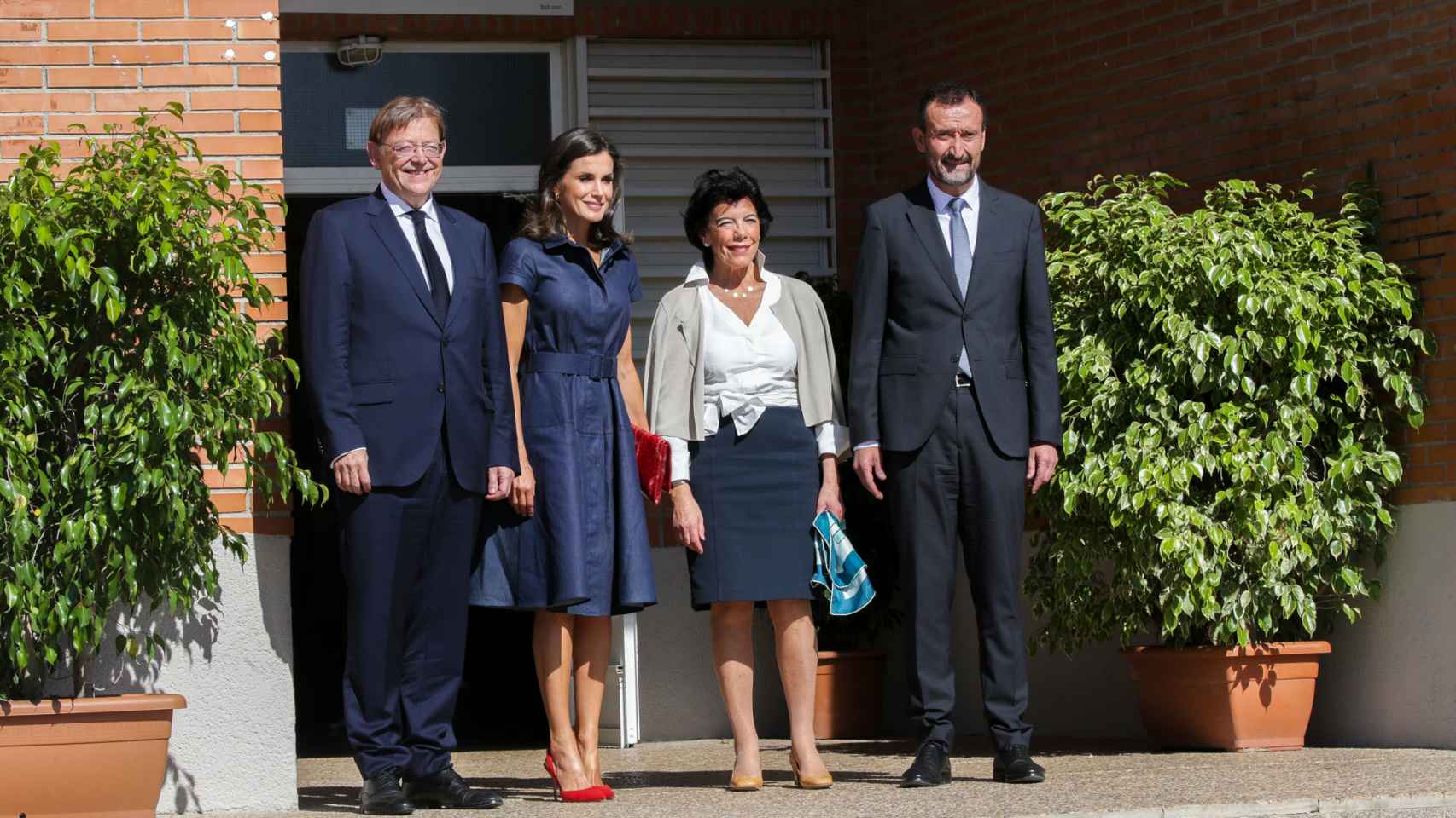 Ximo Puig, presidente de la Generalitat Valenciana, la reina Letizia, Isabel Celaá, ministra de Educación y Carlos González Serna, alcalde de Elche.