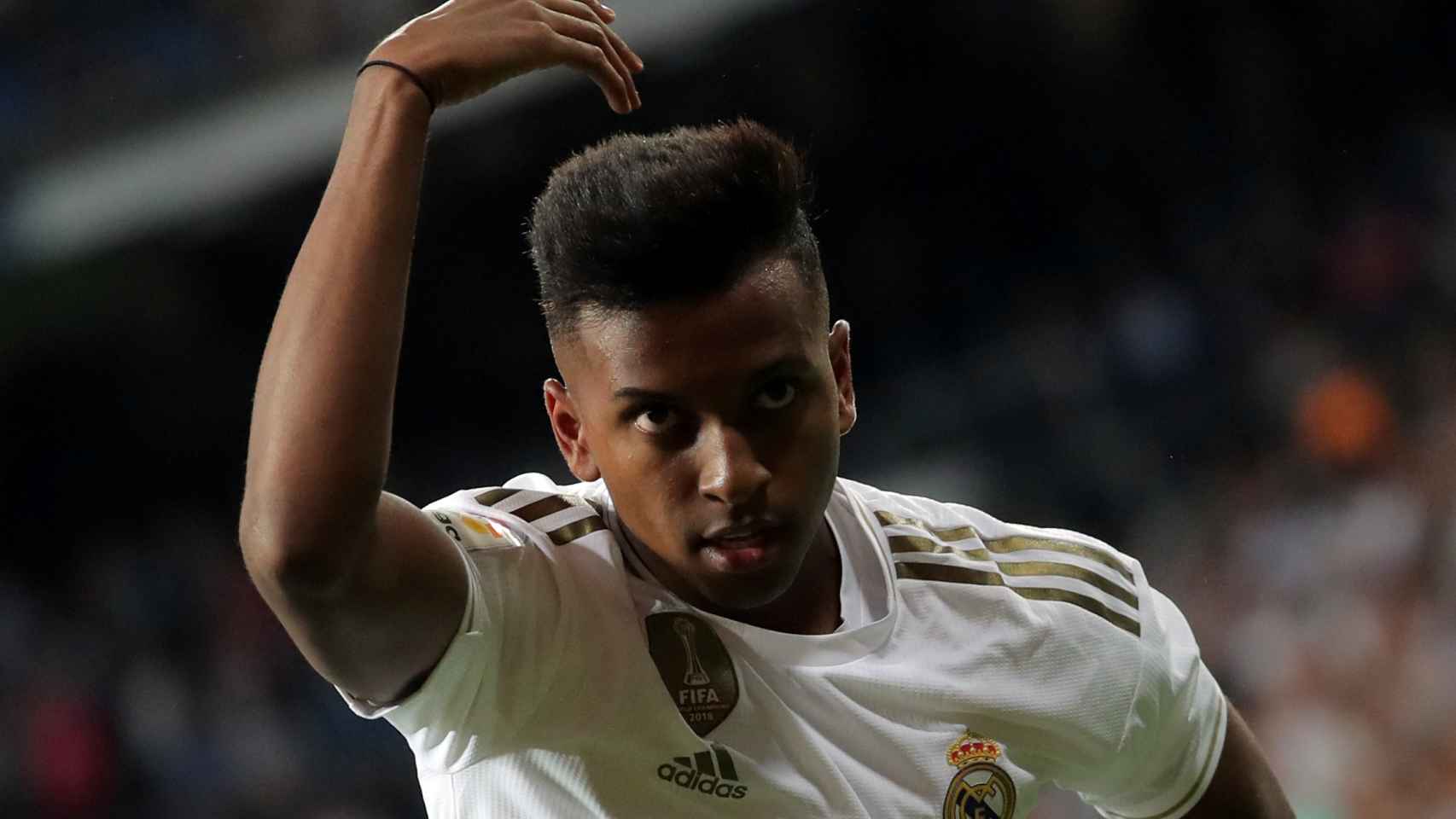 Rodrygo celebra su primer gol con el Real Madrid