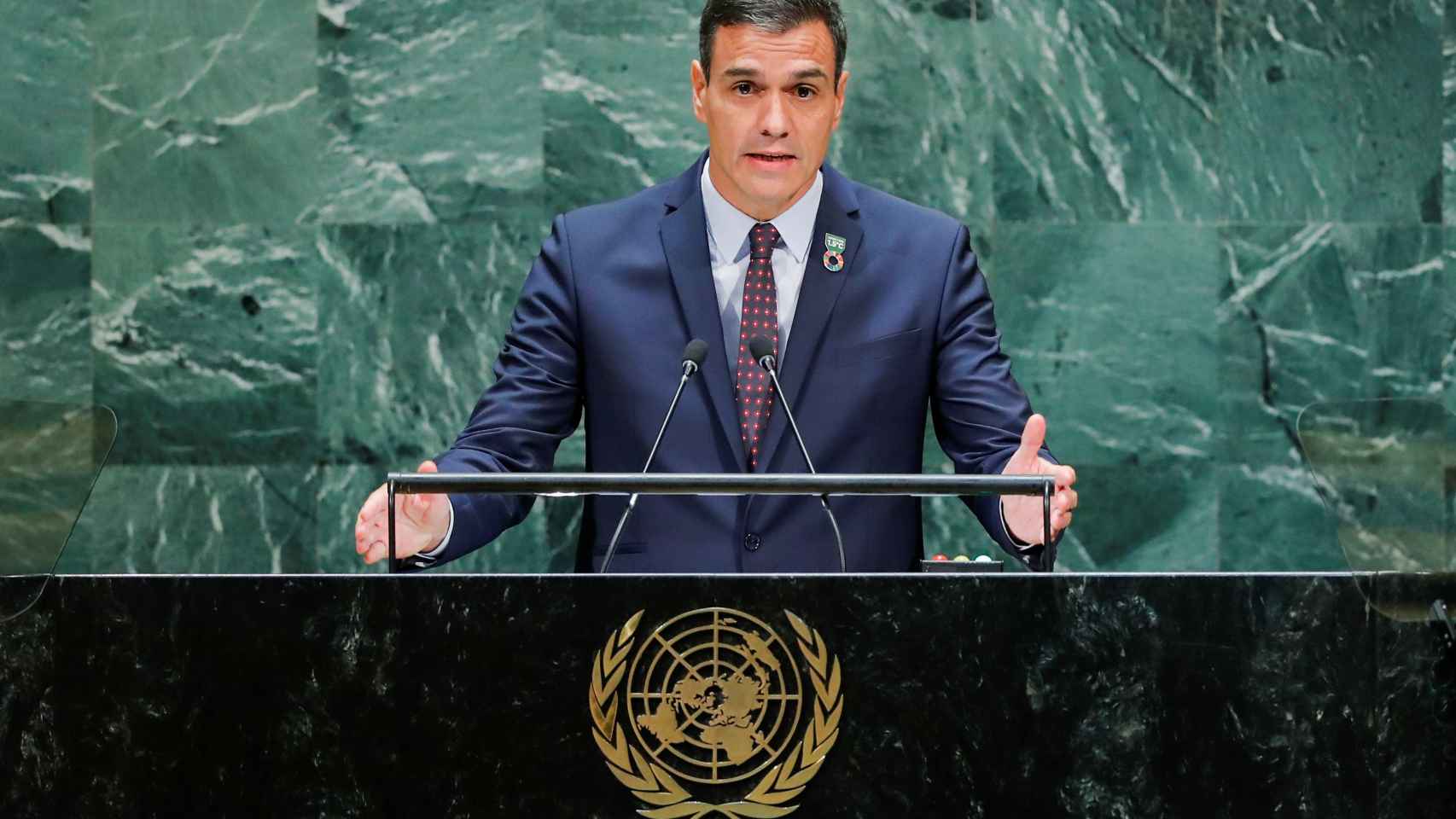 Pedro Sánchez, durante su intervención en la sesión anual de la Asamblea General de la ONU.