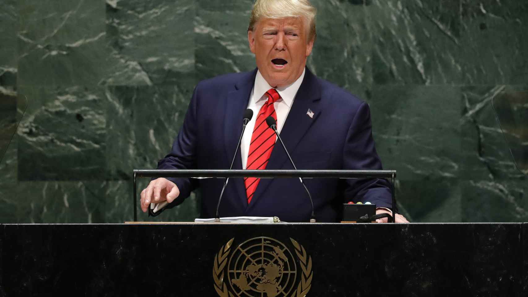 Trump durante su discurso en la ONU.