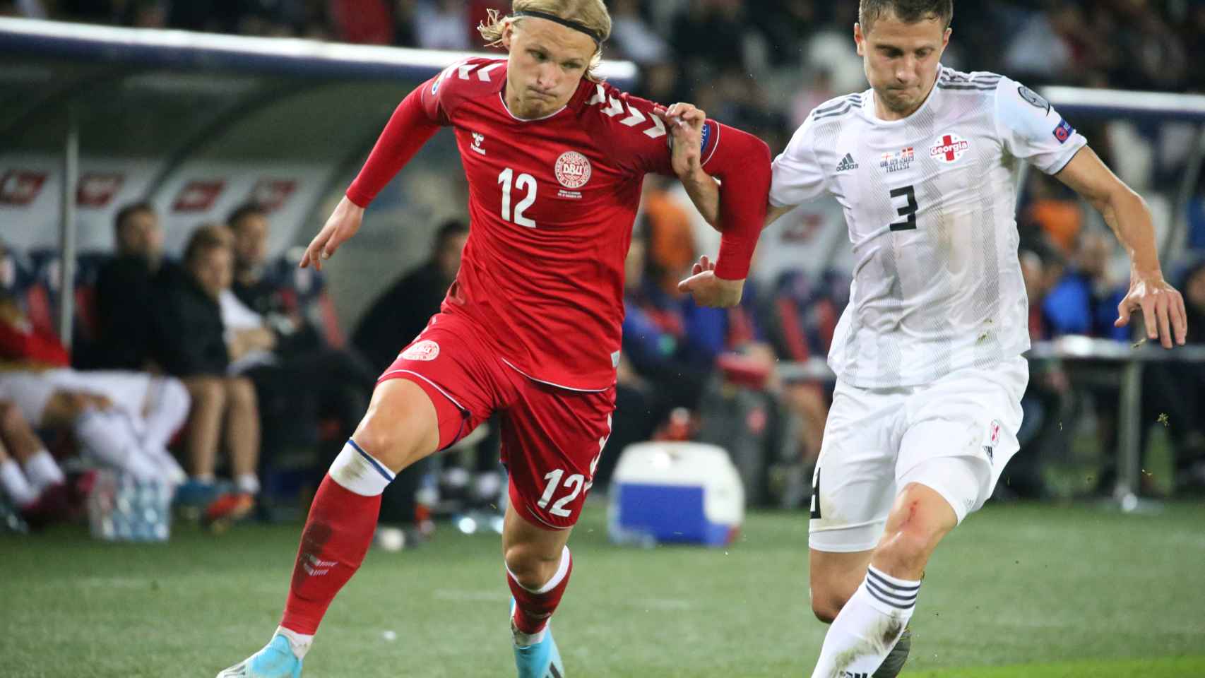 Kasper Dolberg, con la selección de Dinamarca
