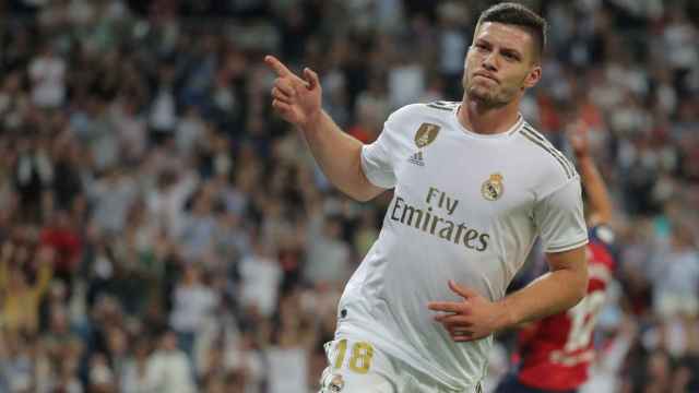 Jovic celebra su gol con el Real Madrid