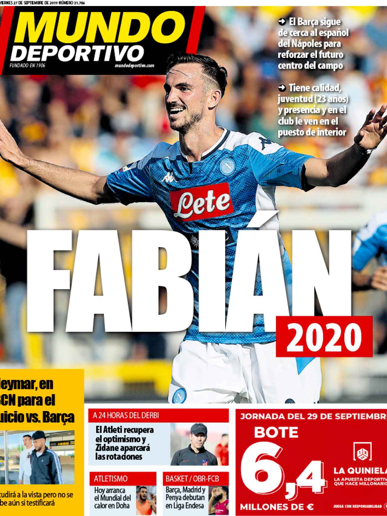 La portada del diario Mundo Deportivo (27/09/2019)