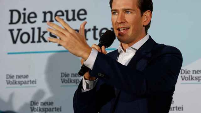 Sebastian Kurz durante un acto de campaña en Baden, Austria.