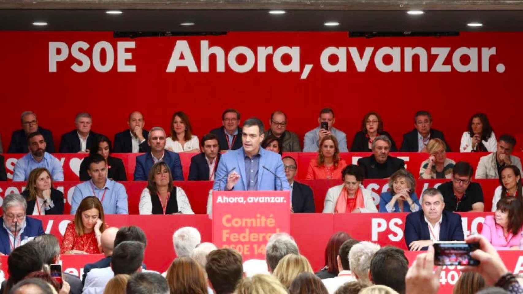 Pedro Sánchez, ante el Comité Federal del PSOE, reunido este sábado en Madrid.