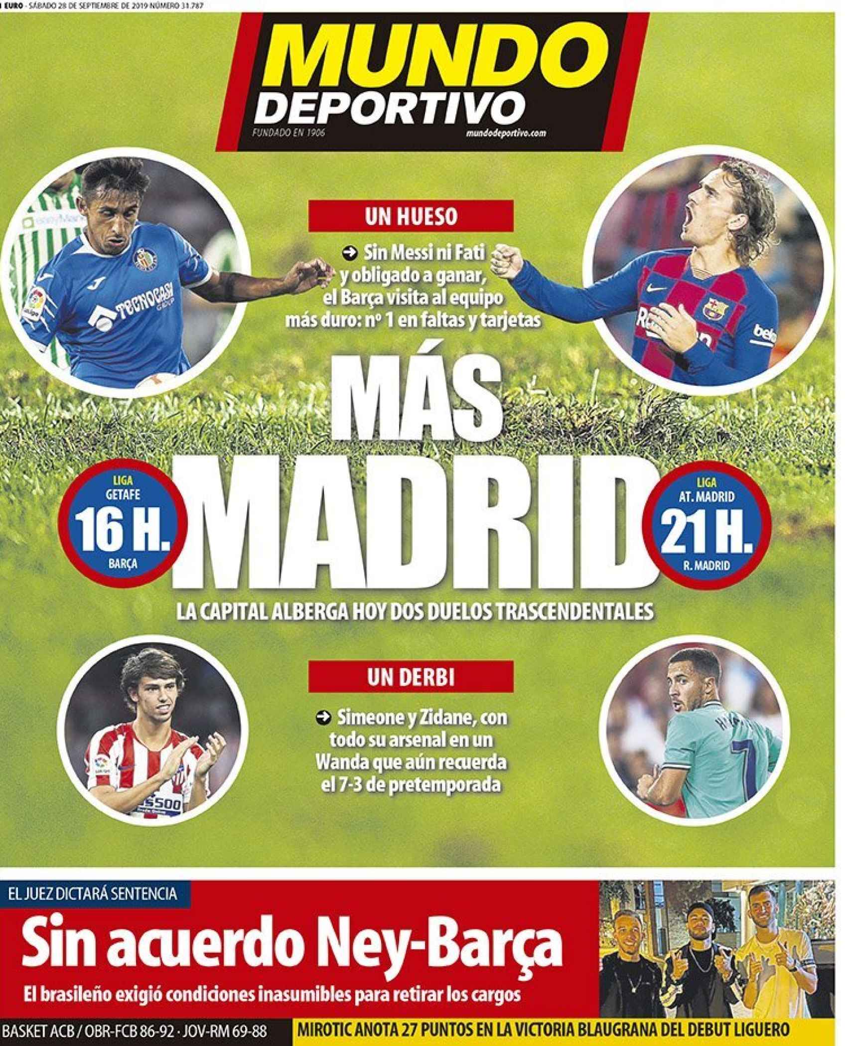 Portada Mundo Deportivo (28/09/2019)