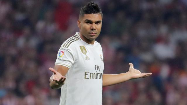 Casemiro, durante el derbi madrileño