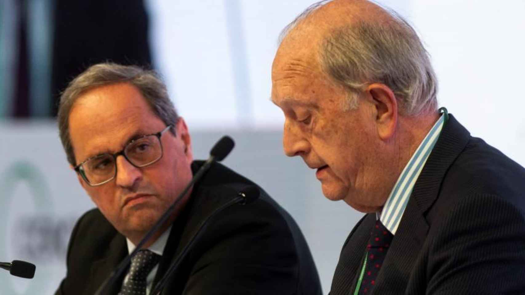 Quim Torra, presidente de la Generalitat y Juan José Brugera, expresidente del Círculo de Economía durante la última reunión en Sitges.