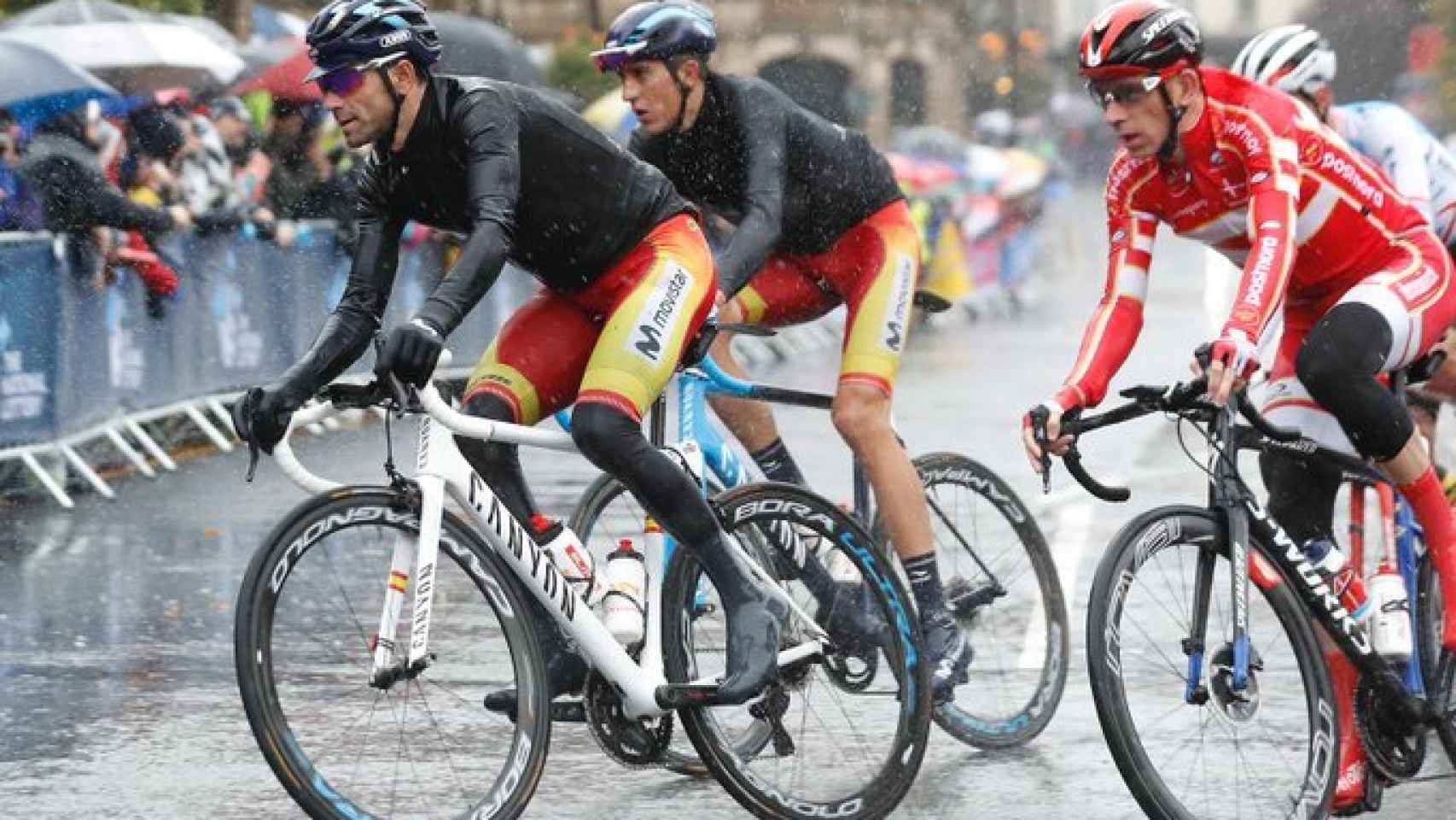 Alejandro Valverde, durante el Mundial de ciclismo. Foto: Twitter (@Movistar_Team)