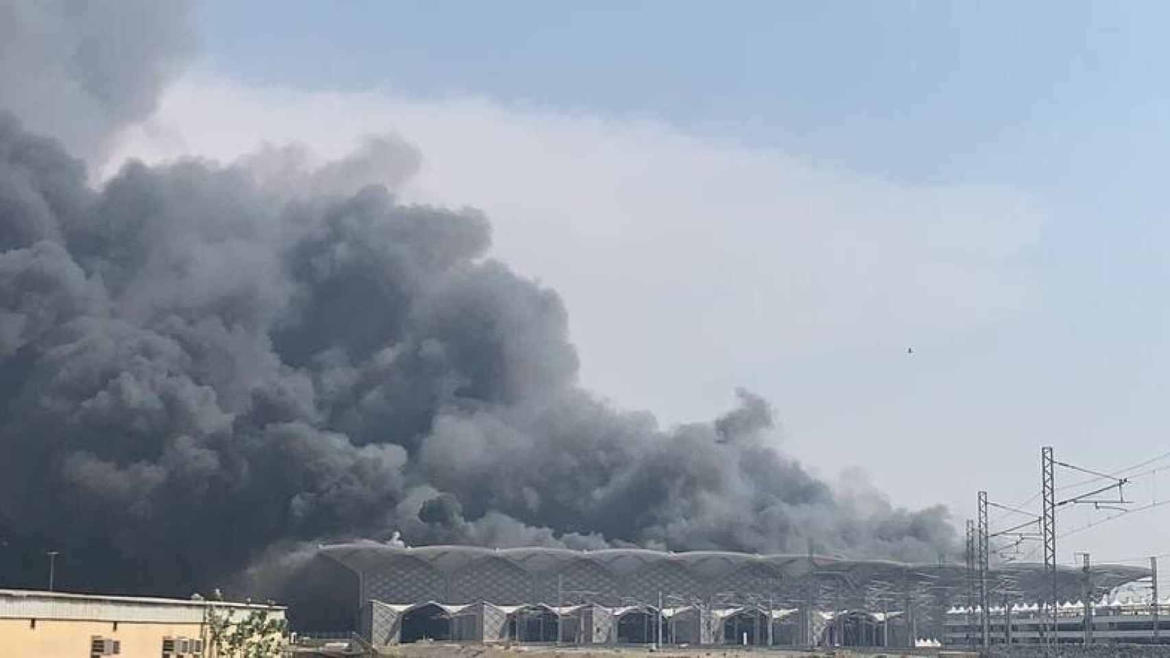 Imagen del incendio de la estación de Yeddah del conocido como AVE a La Meca.
