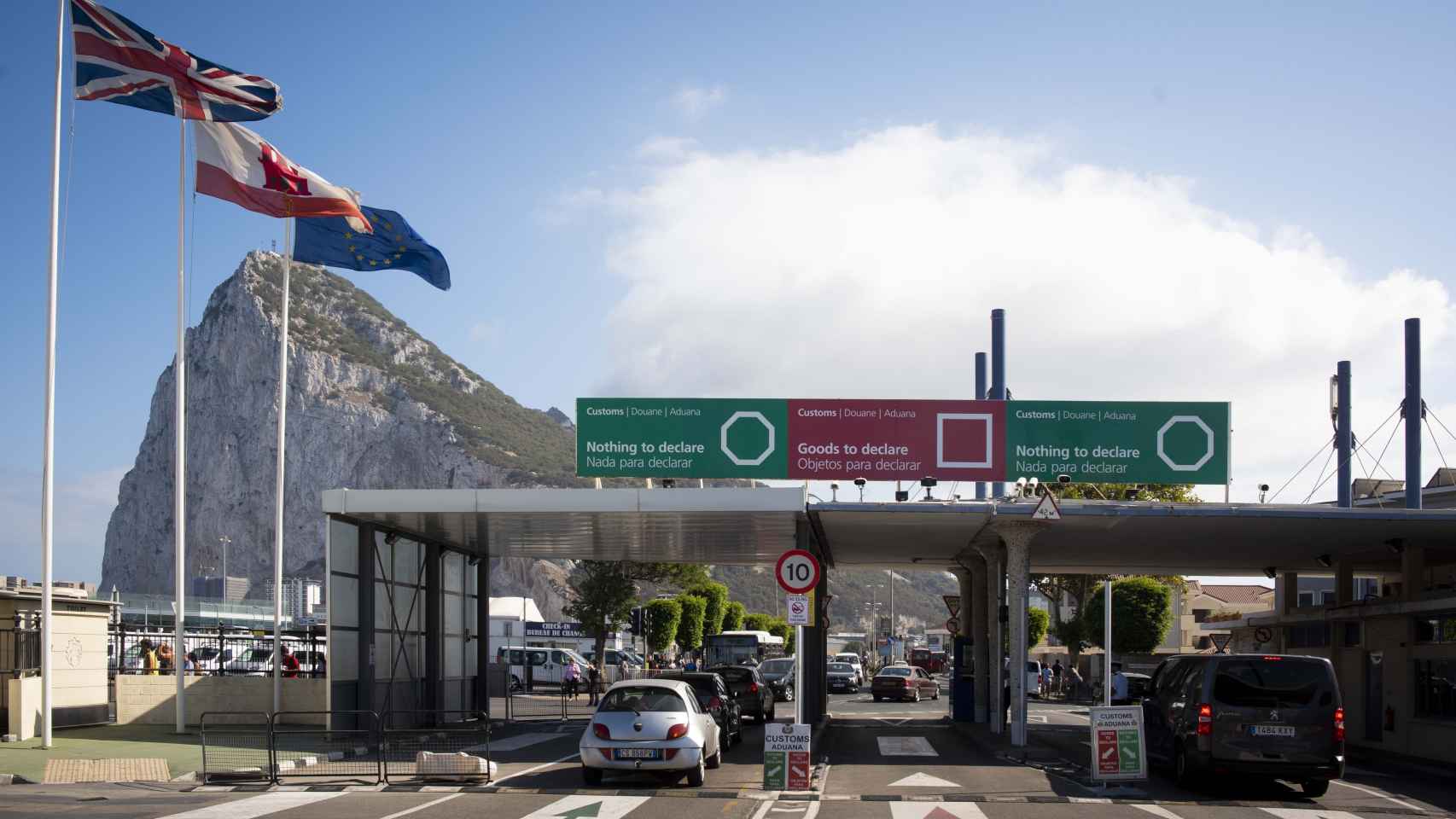 El paso fronterizo en Gibraltar.