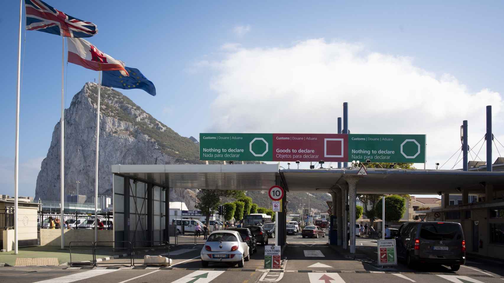 El paso fronterizo en Gibraltar.