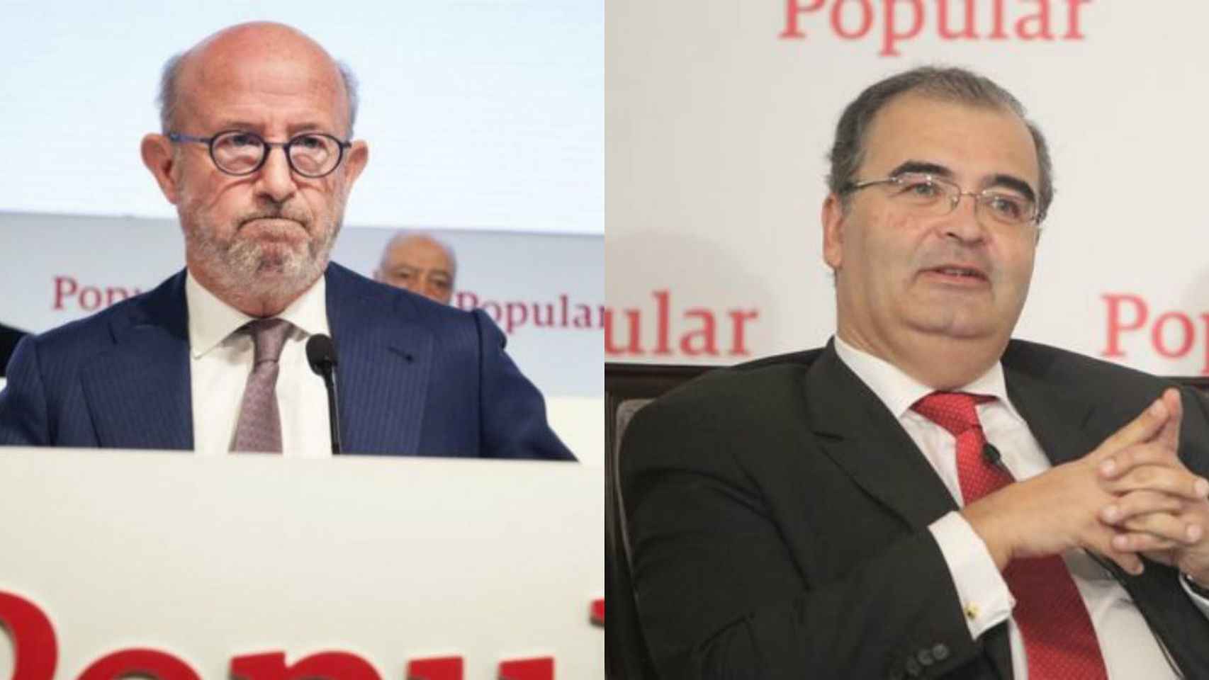 Los expresidentes de Popular, Emilio Saracho y Ángel Ron.