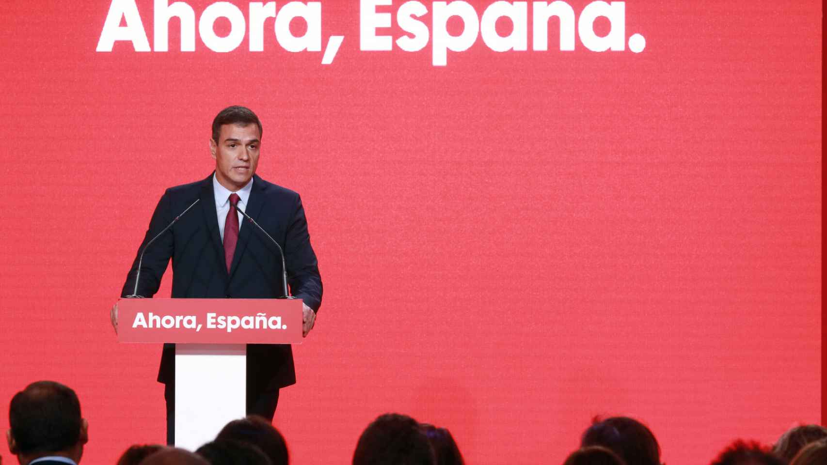 Pedro Sánchez, este lunes en el lanzamiento de su campaña.