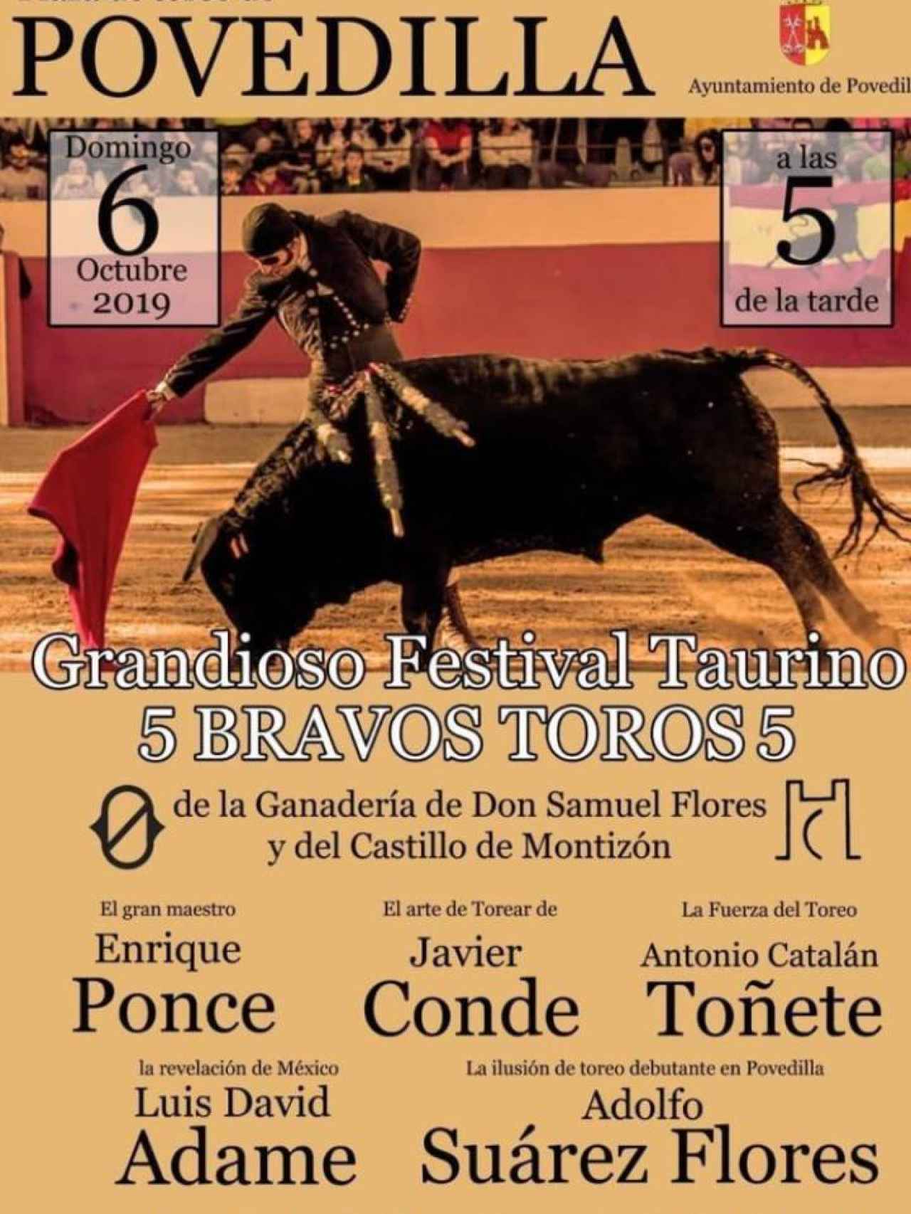 Cartel del festival taurino de Povedilla (Albacete).