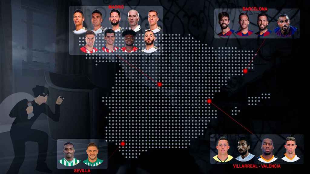El mapa de los ladrones del fútbol: la lista de jugadores cuyas casas han sido asaltadas