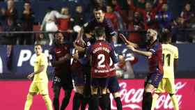 Los jugadores de Osasuna celebran uno de los goles ante el Villarreal