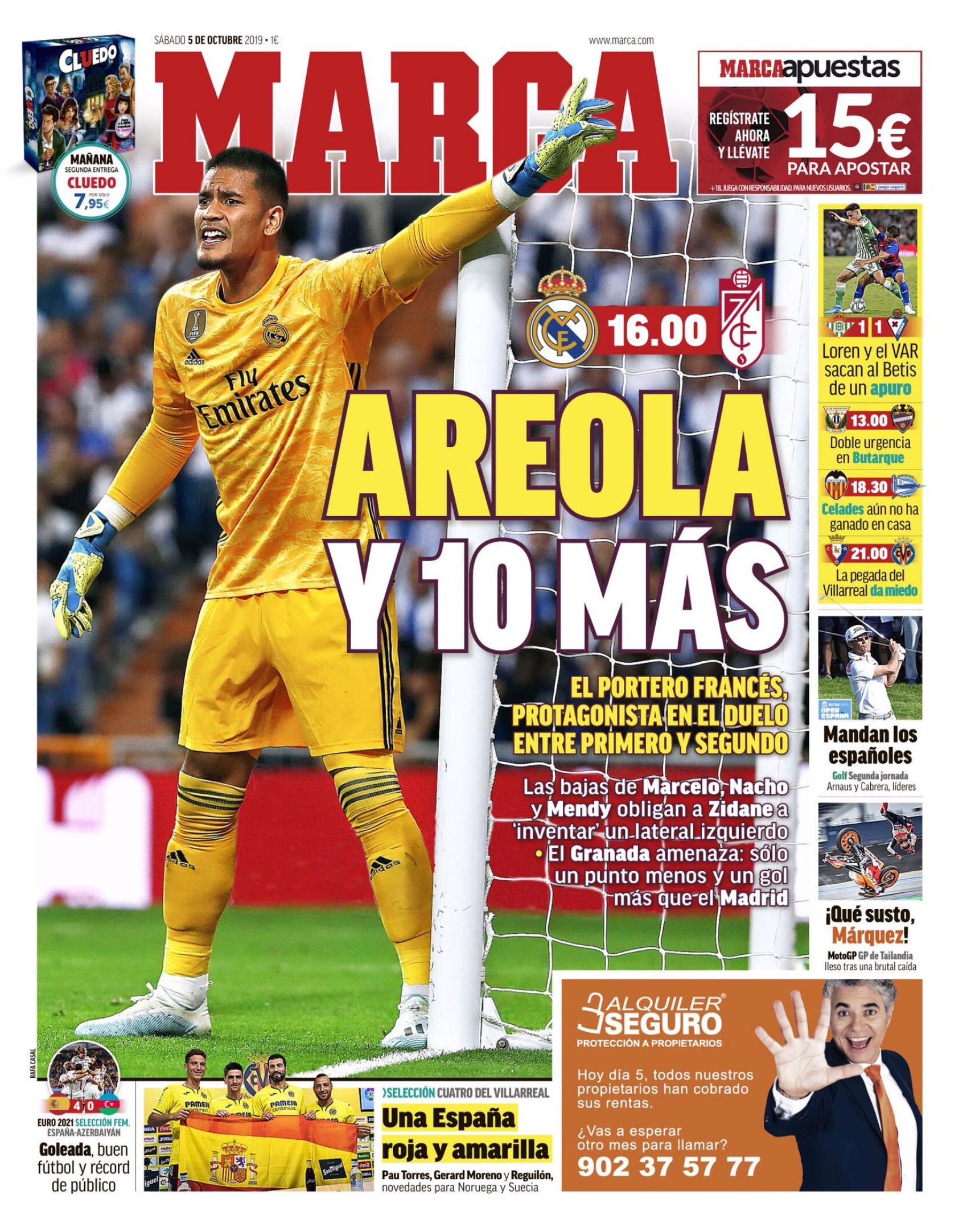 La portada del diario MARCA (05/10/2019)