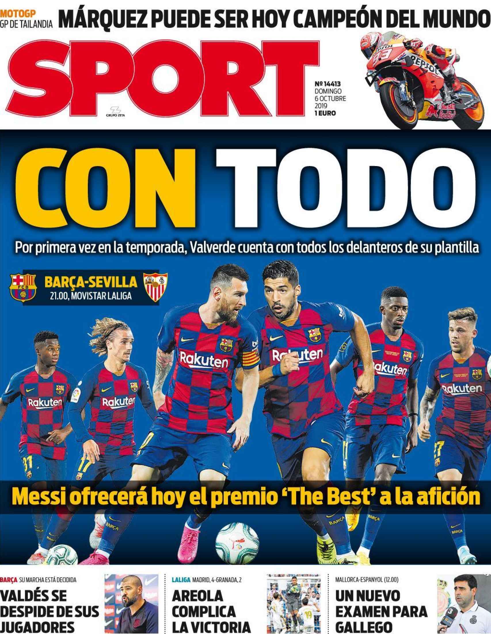 Portada del diario Sport (06/10/2019)