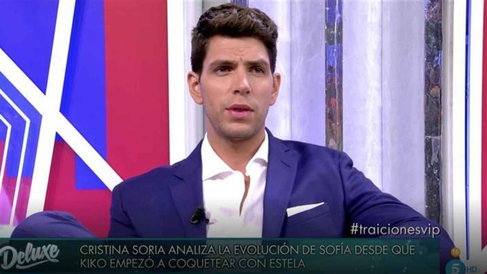 Diego Matamoros durante su entrevista en Telecinco, visiblemente enfadado.
