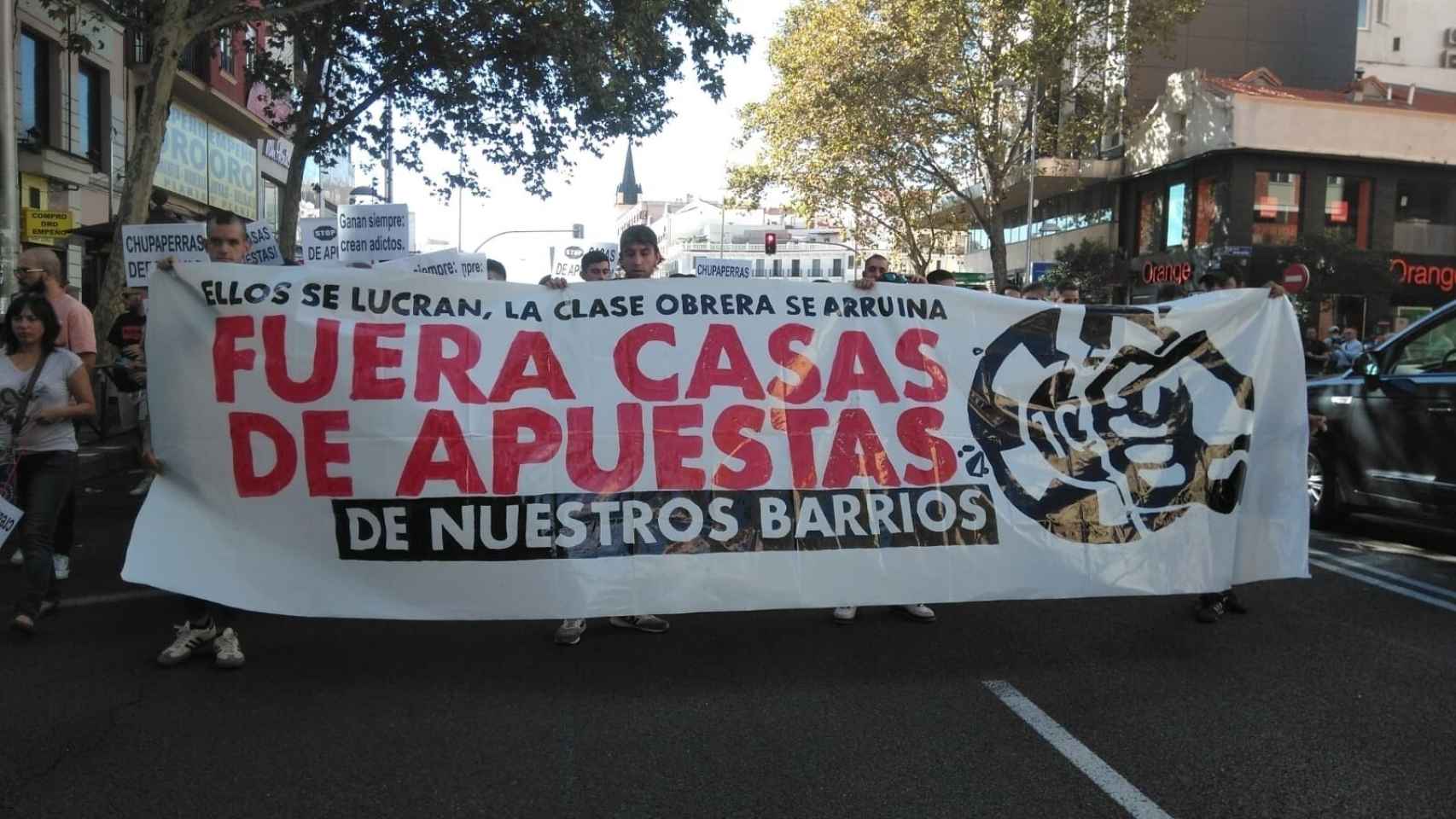 Manifestación en Madrid contra las casas de apuestas.
