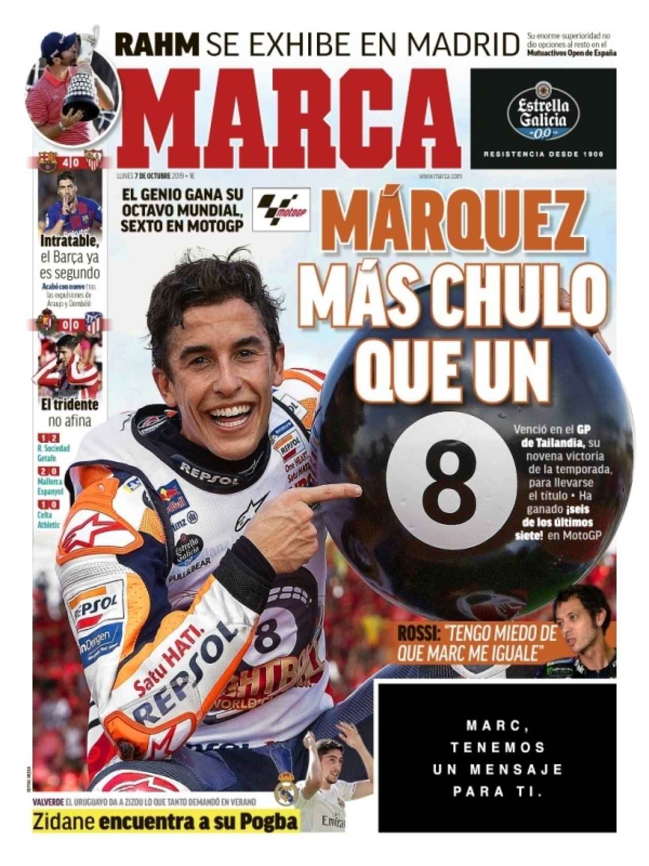 La portada del diario MARCA (07/10/2019)