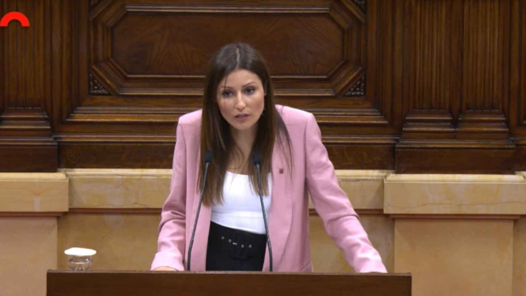 Lorena Roldán, durante su defensa se la moción de censura, este lunes en el Parlament.