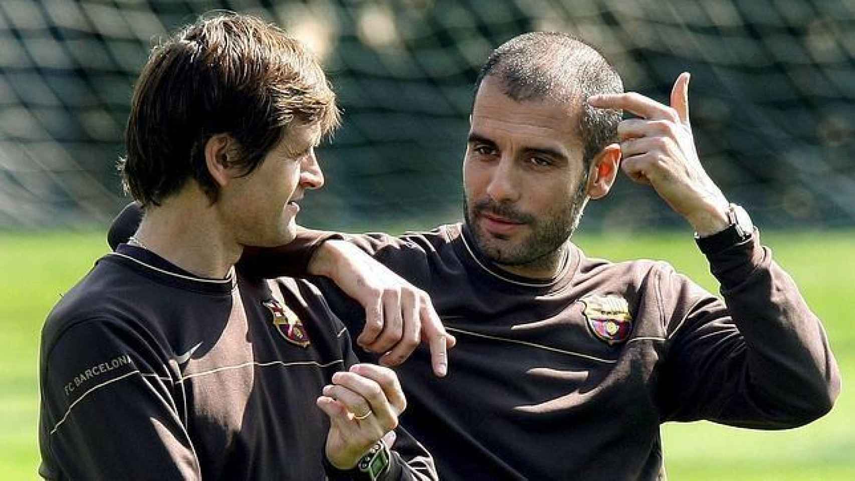 Tito Vilanova y Pep Guardiola en el Barcelona.