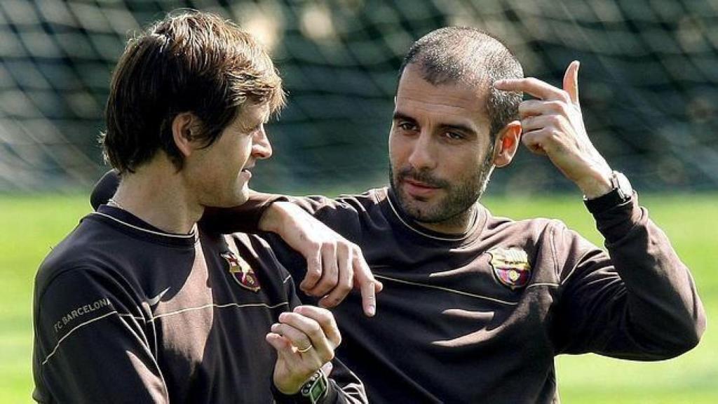 Tito Vilanova y Pep Guardiola en el Barcelona