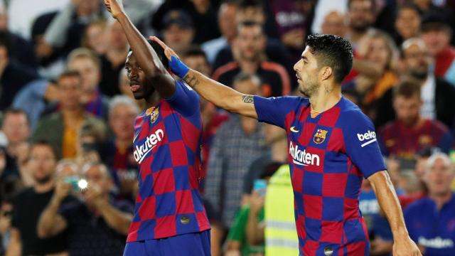 Ousmane Dembélé y Luis Suárez