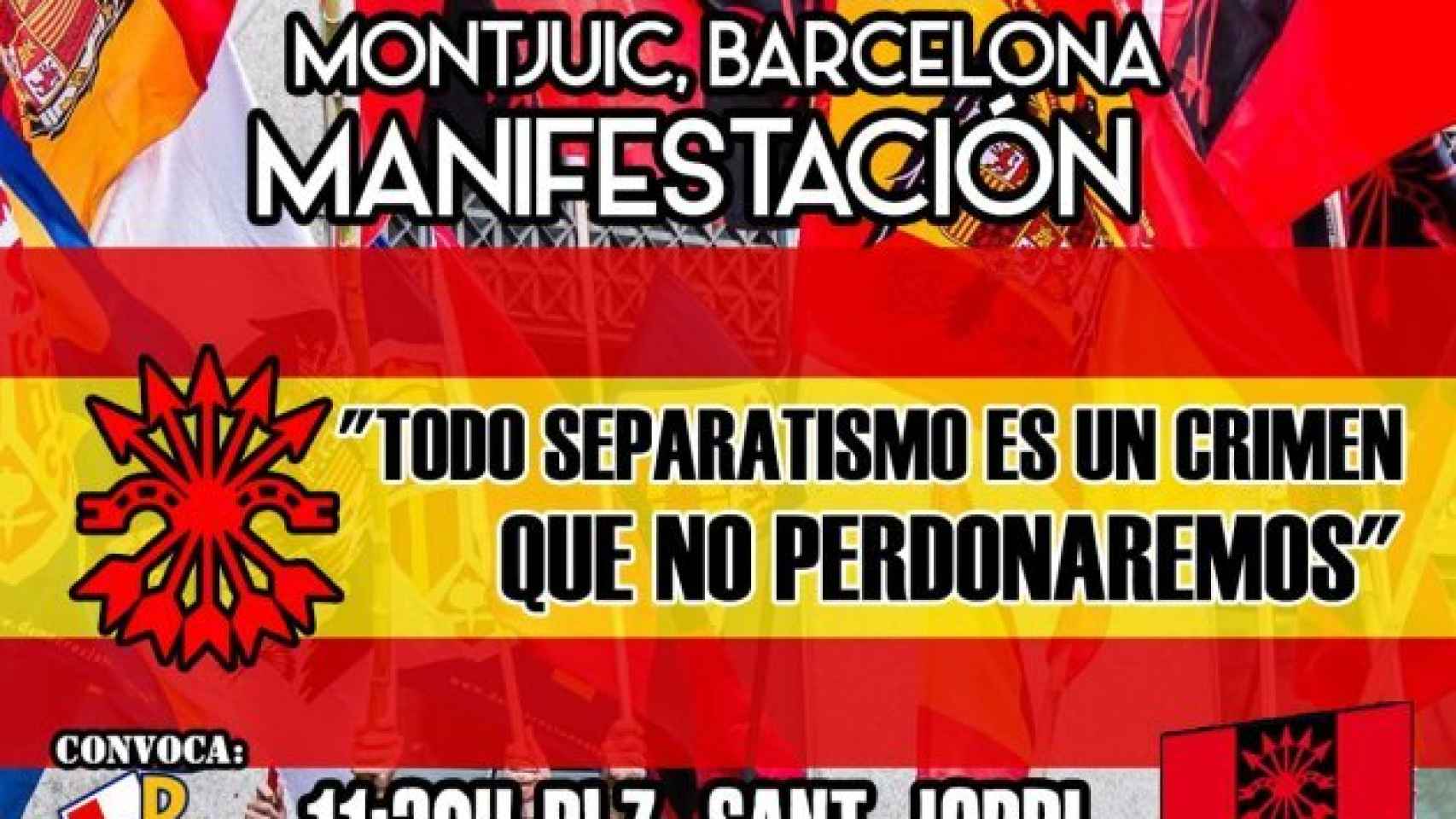 Cartel de la manifestación de Falange en Barcelona este 12 de octubre
