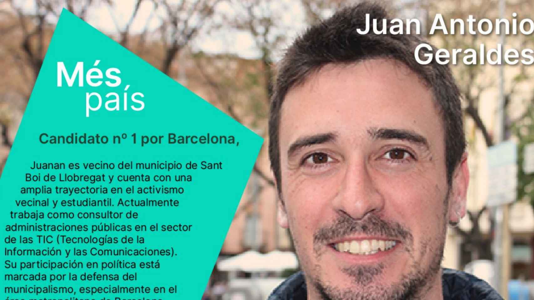 Geraldes, cabeza de cartel por Más País en Barcelona.