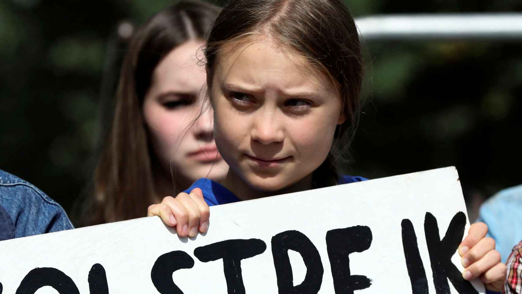Greta Thunberg durante una marcha en Iowa.