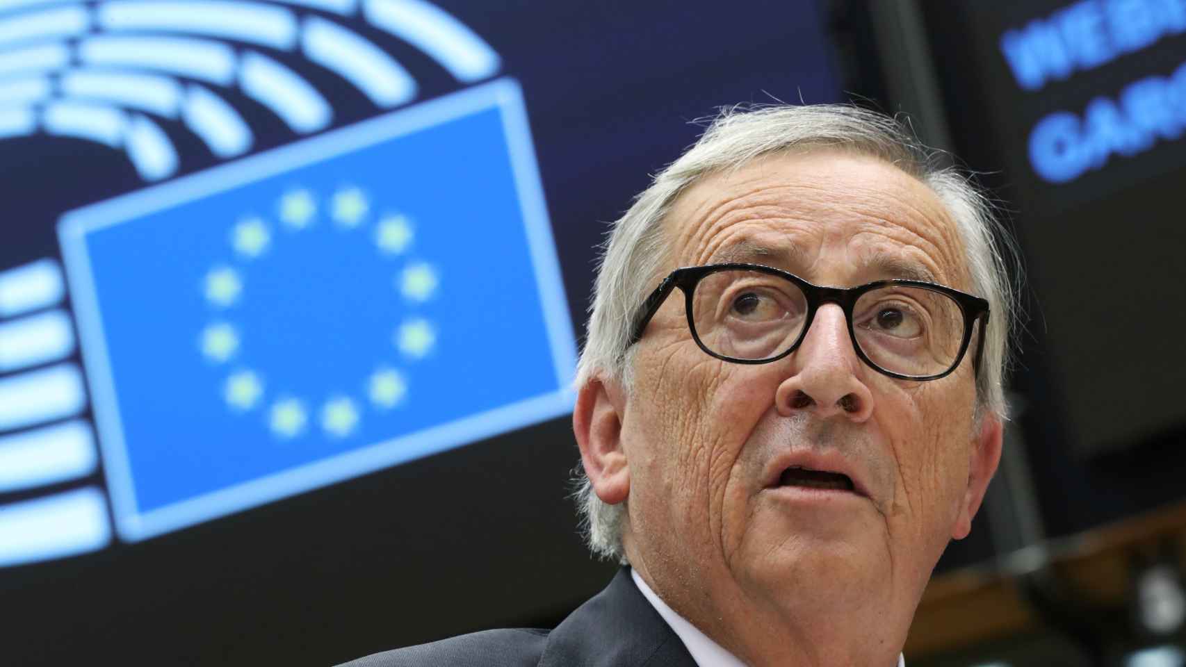 Jean-Claude Juncker, durante el debate en la Eurocámara este miércoles