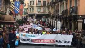 Imagen de la manifestación contra la despoblación y por la igualdad de derechos celebrada en marzo en Teruel.