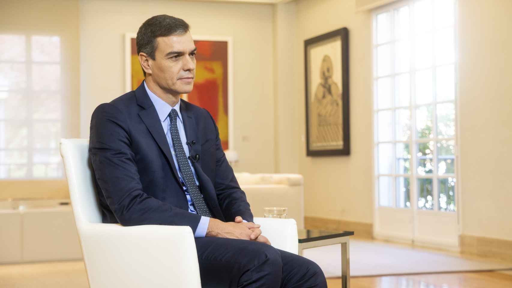 El presidente del Gobierno, Pedro Sánchez, durante la entrevista con EL ESPAÑOL.