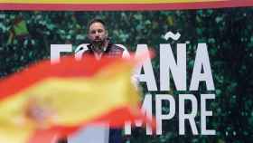 El líder de Vox, Santiago Abascal, este domingo en Valladolid.