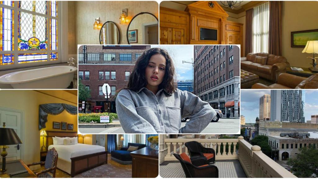 Rosalía y el hotel en el que se ha alojado en Austin en un combo JALEOS.