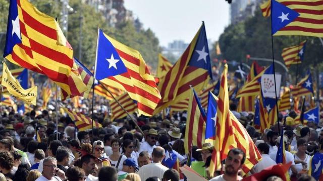 Manifestación a favor del referéndum independentista del 1-O.