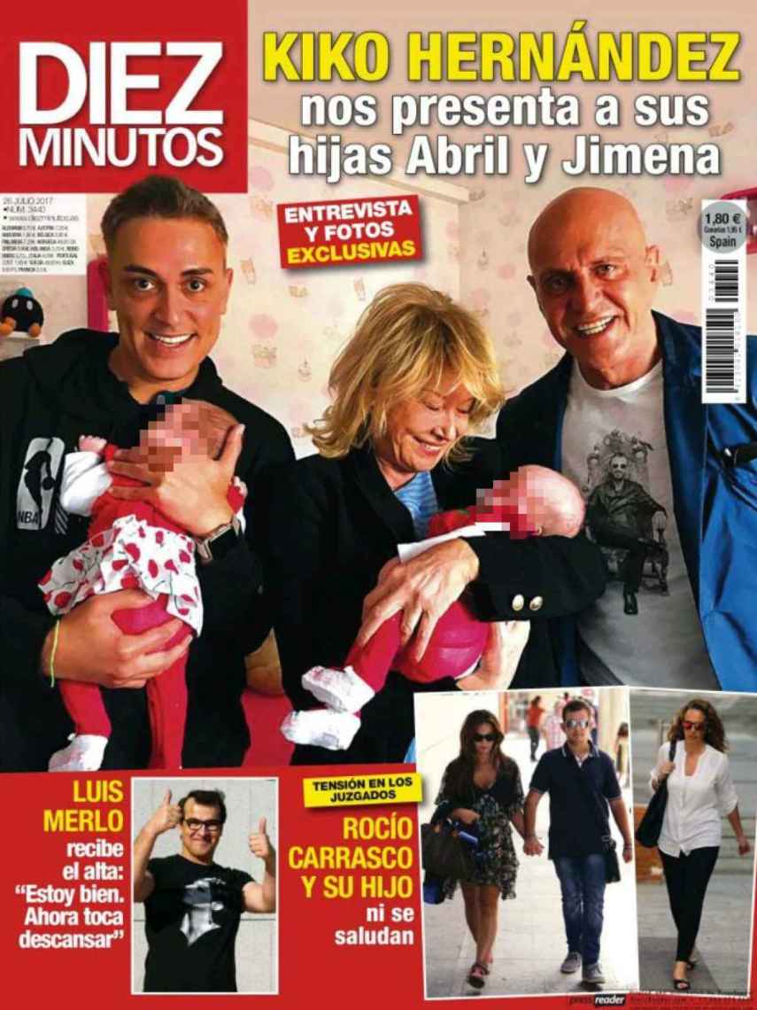 El día que Kiko Hernández presentó a sus hijas en la portada de la revista 'Diez Minutos'.