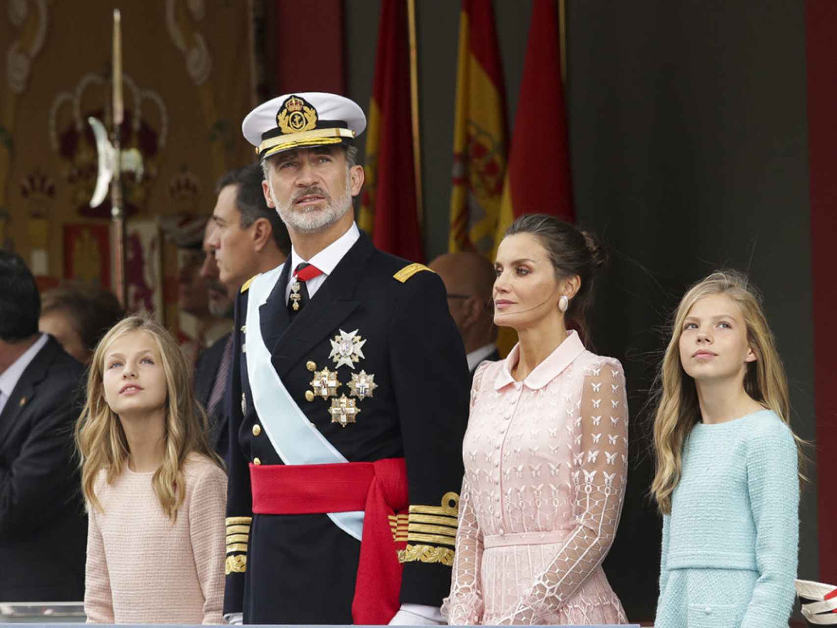 La Familia Real en el desfile militar del pasado 12 de octubre.